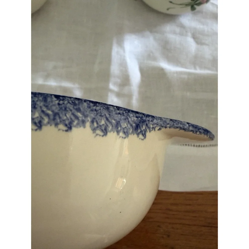 French Folk Art Breton Bowls And Cafe Any Lait Cup Handpainted And Signed Blue